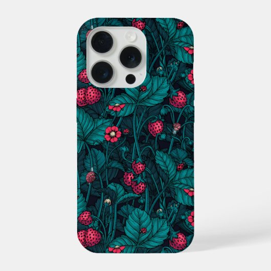 Wild strawberries, red and blue iPhoneケース (裏面)