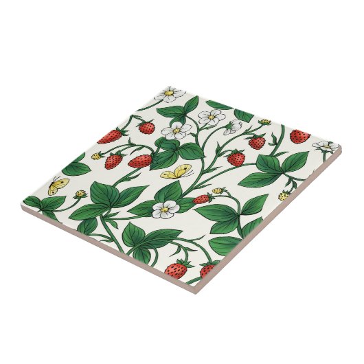 Wild strawberries red/yellow/green/off white タイル (側面)