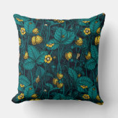 Wild strawberries, yellow and blue クッション (正面)