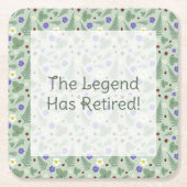 Wild Strawberry & Fern | Sage Green  スクエアペーパーコースター (正面)