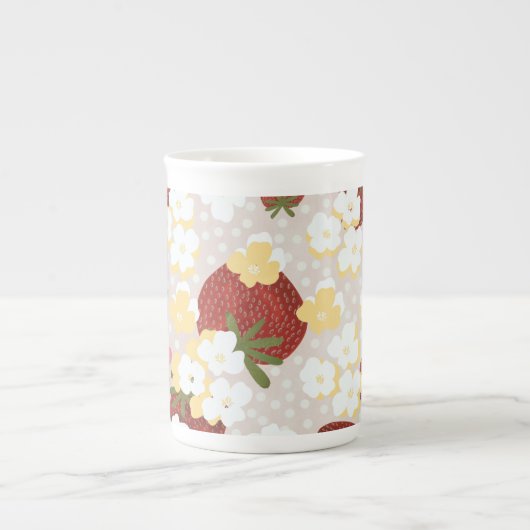 Wild Strawberry Flower Tall Mug ボーンチャイナマグカップ (正面)