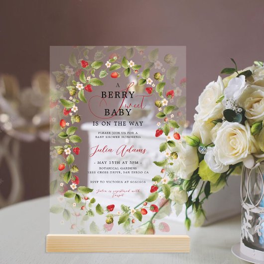 WILD STRAWBERRY SWEET BABY SHOWER アクリル招待状