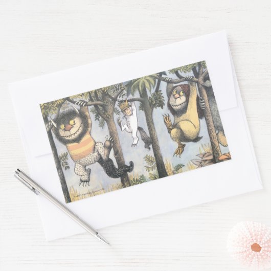 Wild Things and Max Swinging From Trees 長方形シール (封筒)