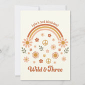 Wild Three Birthday Invitation Girl | Retro Boho 招待状 (裏面)