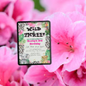 Wild & Three Pink Jungle Birthday 招待状