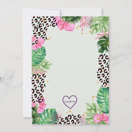 Wild & Three Pink Jungle Birthday 招待状 (裏面)