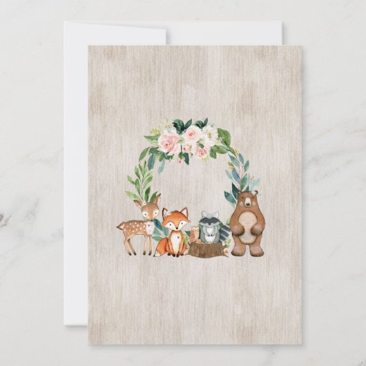 Wild Three Woodland Party Animals 3rd Birthday 招待状 (裏面)