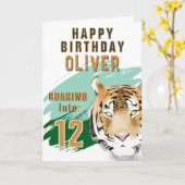 Wild Tiger Head Watercolor Birthday カード (黄色い花)