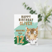 Wild Tiger Head Watercolor Birthday  ポストカード (スタンド正面)