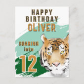 Wild Tiger Head Watercolor Birthday  ポストカード (正面)
