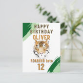 Wild Tiger Head Watercolor Birthday ポストカード (スタンド正面)