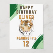 Wild Tiger Head Watercolor Birthday ポストカード (正面)