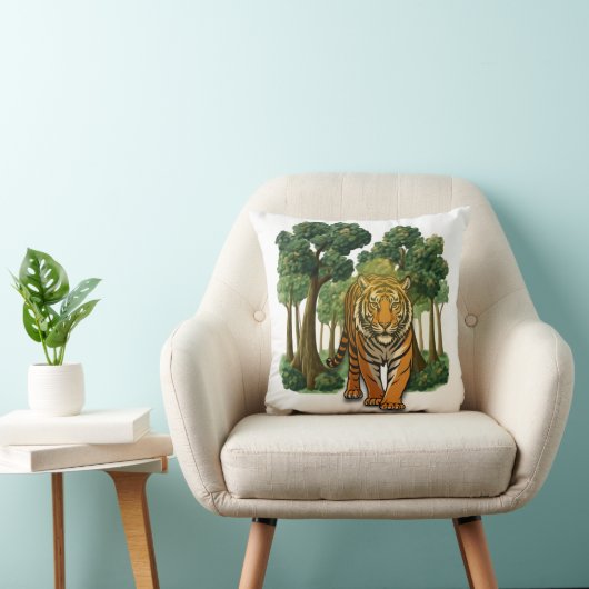 “Wild Tiger in the Forest – Natural Light Jungle D クッション (椅子)