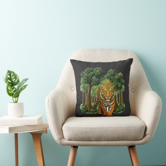“Wild Tiger in the Forest – Natural Light Jungle D クッション (椅子)