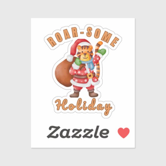 Wild Tiger Santa Christmas Roarsome Holiday Animal シール (シート)