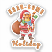 Wild Tiger Santa Christmas Roarsome Holiday Animal シール (正面)
