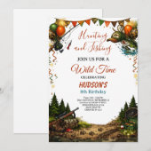 Wild Time Hunting and Fishing Boys 8th Birthday  招待状 (正面/裏面)