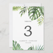 Wild Tropical Palm 5x7"テーブル番号 招待状 (正面)