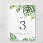 Wild Tropical Palm 5x7"テーブル番号 招待状 (裏面)