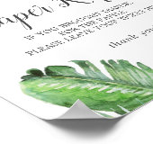 Wild Tropical Palm Baby Shower Diaper Raffle Sign ポスター (角)