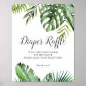Wild Tropical Palm Baby Shower Diaper Raffle Sign ポスター (正面)