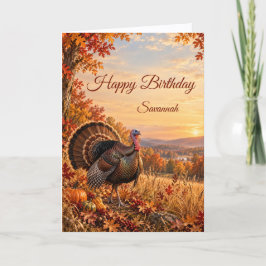 Wild Turkey Autumn Harvest 森のバースデー カード