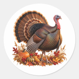 Wild Turkey Autumn Harvest Golden Woodland ラウンドシール