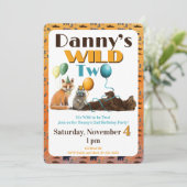 Wild Two Animals First Birthday Invitation 招待状 (スタンド正面)