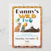 Wild Two Animals First Birthday Invitation 招待状 (正面)