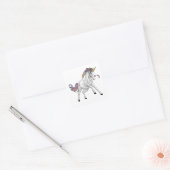 Wild Unicorn Sticker with Rainbow Mane and Golden スクエアシール (封筒)