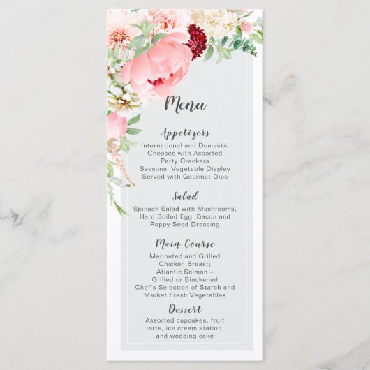 Wild Watercolor Garden Wedding | メニュー (正面)