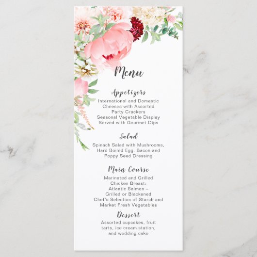 Wild Watercolor Garden Wedding | メニュー (正面)