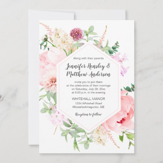 Wild Watercolor Garden Wedding | 招待状 (正面)
