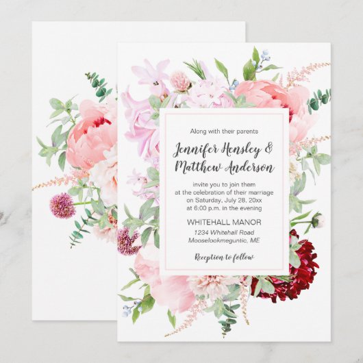 Wild Watercolor Garden Wedding | 招待状 (正面/裏面)
