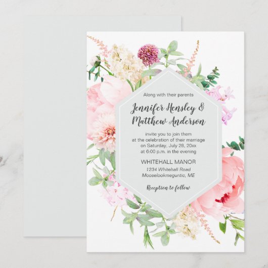 Wild Watercolor Garden Wedding | 招待状 (正面/裏面)