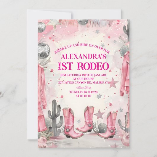 Wild West 1st Rodeo Birthday 招待状 (正面)