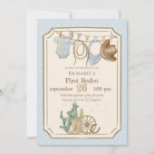 Wild West Baby Cowboy 1st Birthday 招待状 (正面)