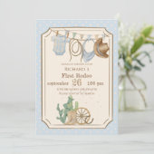 Wild West Baby Cowboy 1st Birthday 招待状 (スタンド正面)