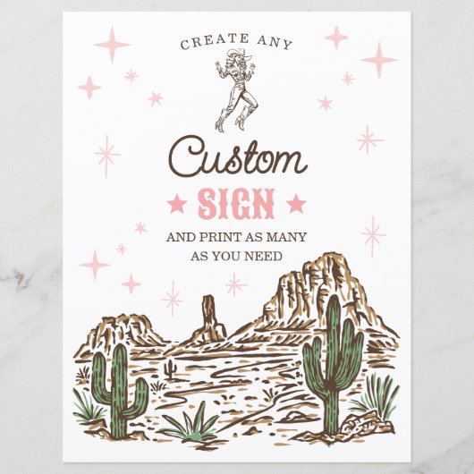 Wild West Bachelorette Last Rodeo Custom Sign (正面)