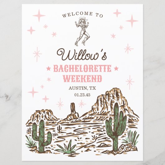 Wild West Bachelorette Last Rodeo Welcome Sign (正面)