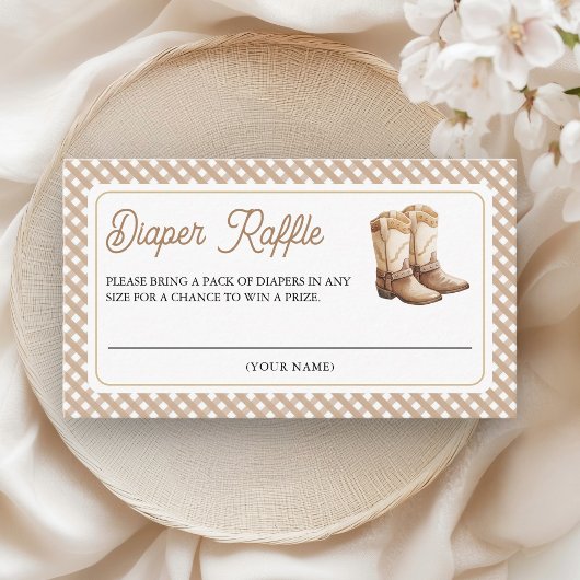 Wild West Cowboy Boots Baby Shower Diaper Raffle エンクロージャーカード