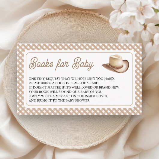 Wild West Cowboy Hat Baby Shower Books for Baby エンクロージャーカード
