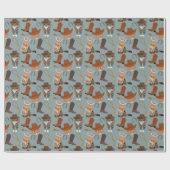 Wild West Cowboy Kitties Pattern ラッピングペーパー (フラット)