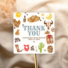 Wild West Cowboy Rodeo Baby Shower スクエアシール