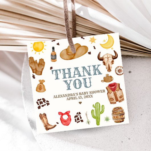 Wild West Cowboy Rodeo Baby Shower フェイバータグ