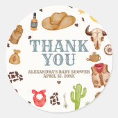 Wild West Cowboy Rodeo Baby Shower ラウンドシール (正面)