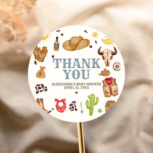 Wild West Cowboy Rodeo Baby Shower ラウンドシール