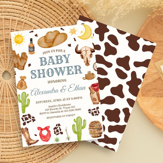 Wild West Cowboy Rodeo Baby Shower 招待状