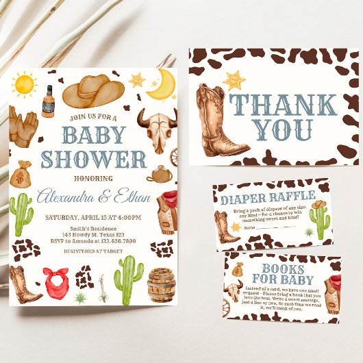 Wild West Cowboy Rodeo Baby Shower 招待状