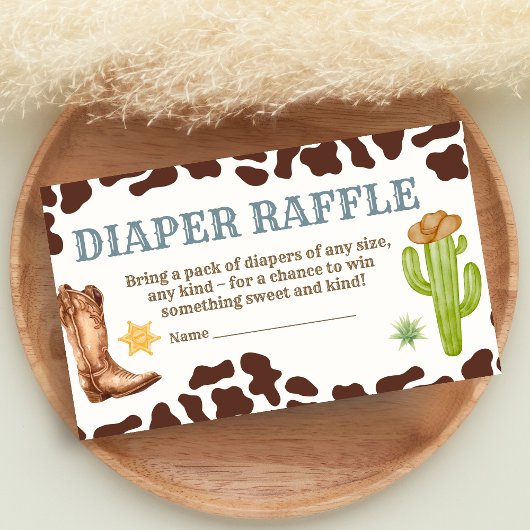 Wild West Cowboy Rodeo Baby Shower Diaper Raffle エンクロージャーカード